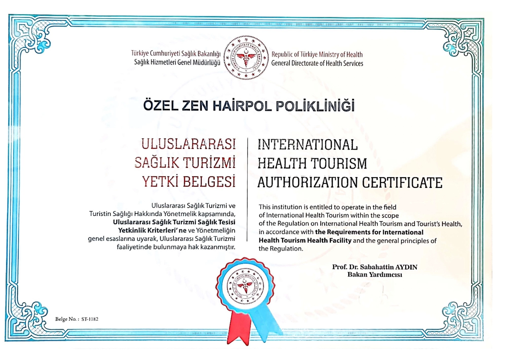 Uluslararası Sağlık Turizmi Yetki Belgesi