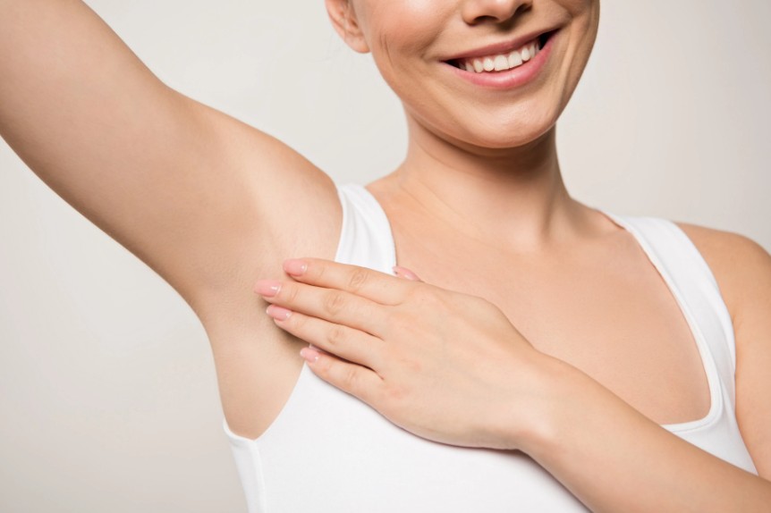 Underarm and groin skin tone evening before and after
