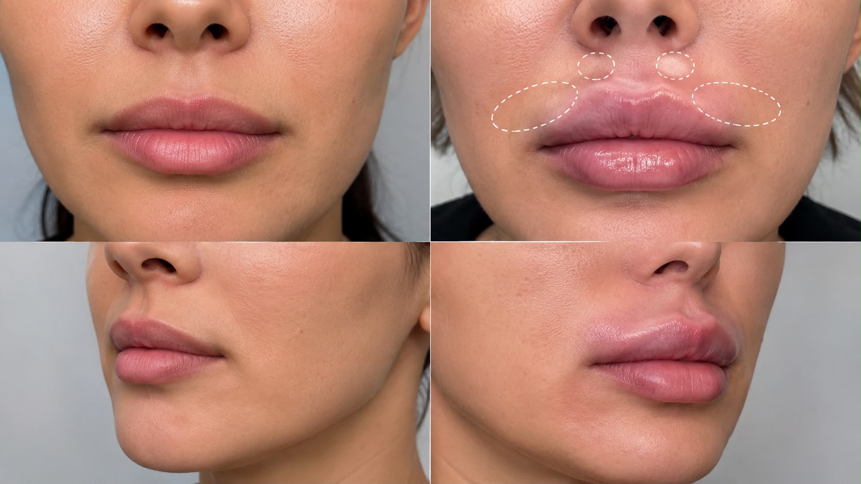 Filler-Migration und Anzeichen einer Verschiebung bei Lippenfiller
